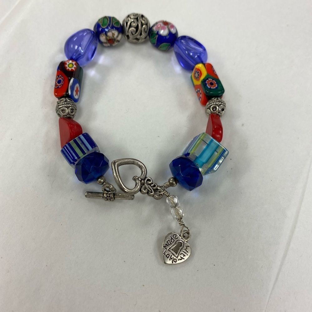 HANDMADE multicolored beaded bracelet with toggle clasp